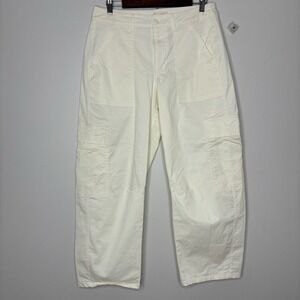 Universal Thread Cargo Pants Barrel Size 8 Ivory Off White Cotton Carpenter